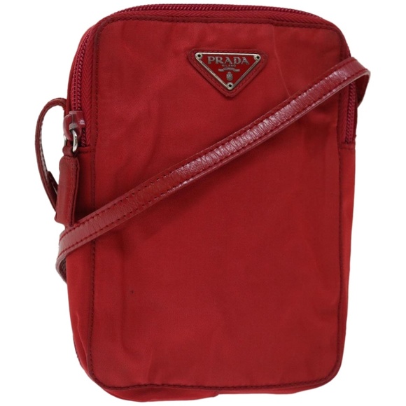 PRADA Shoulder Bag Nylon Red Auth bs12212 - Picture 1 of 16